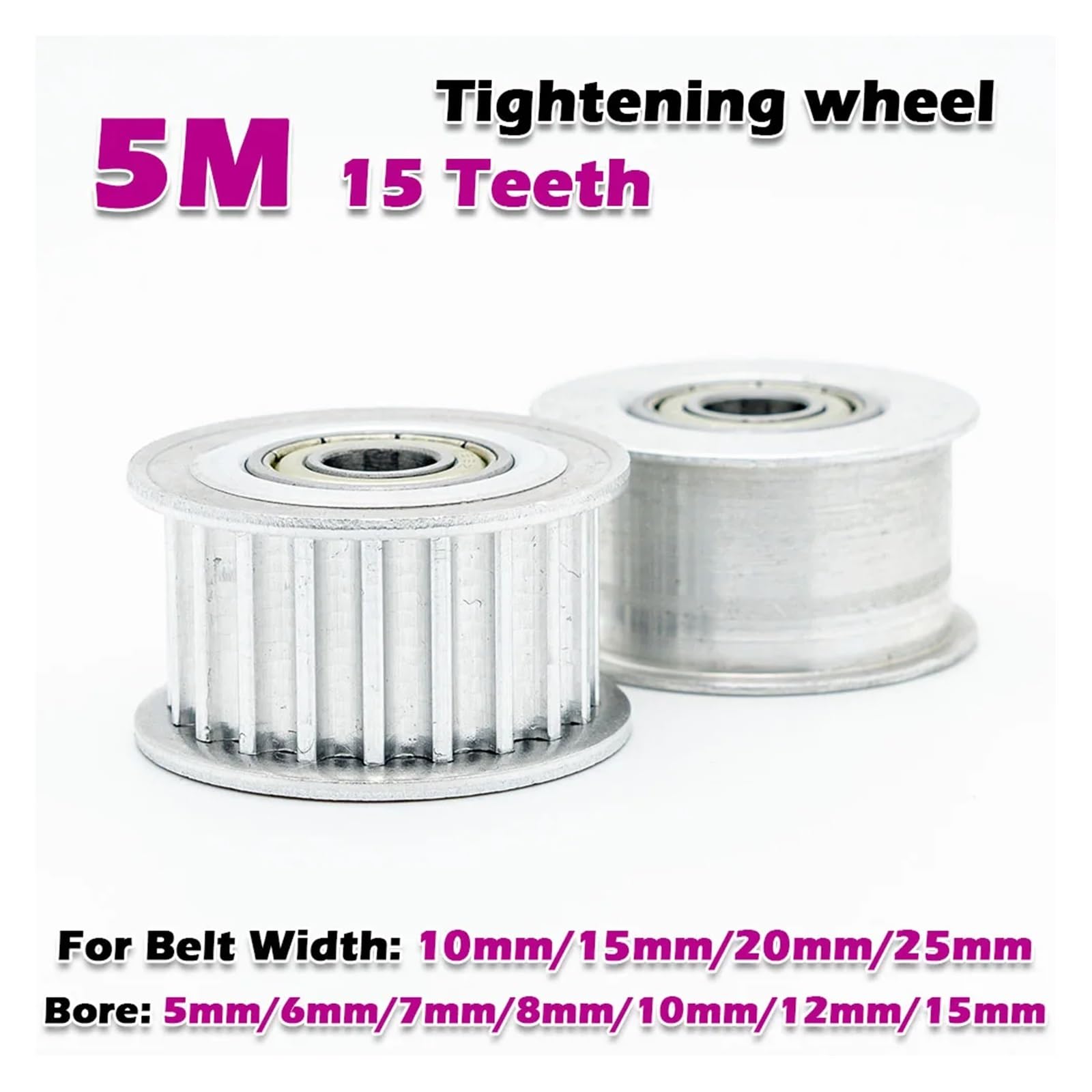 Polea de distribución HTD 5M 15º tensor polea de orificio 3~15mm sincronización engranaje de ralentí ancho 11~27mm transmisión 15T rueda de sujeción HTD5M 15T CNC (5 mm, 5 unidades, 11 mm con teeth)