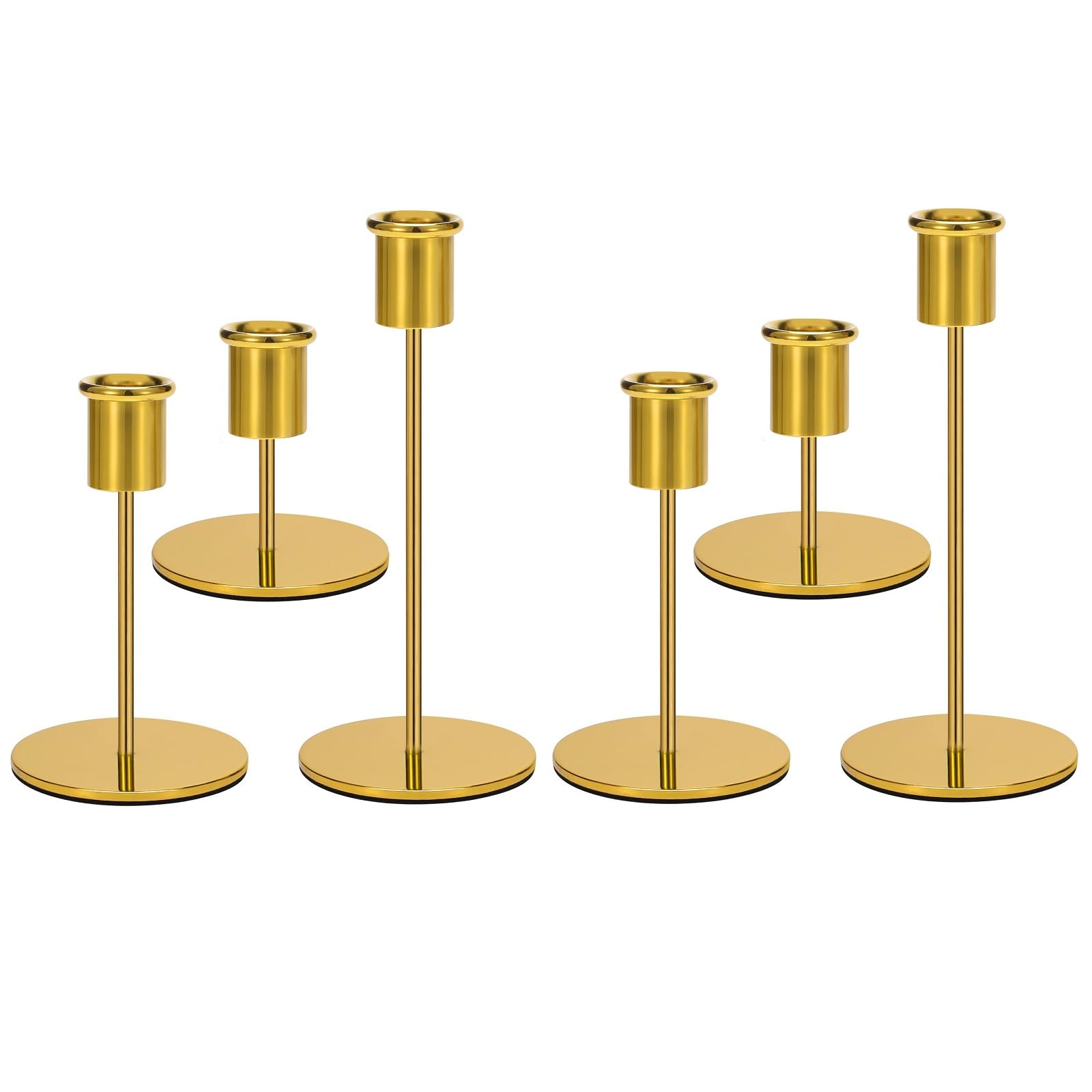 Anndason 6 PCS Gold Candlestick Holders Candle Holder Taper Candle Holders Candle Holders Decorative Candlestick Holder for Home Decor, Wedding, Dinning, Party, Anniversary (Gold)