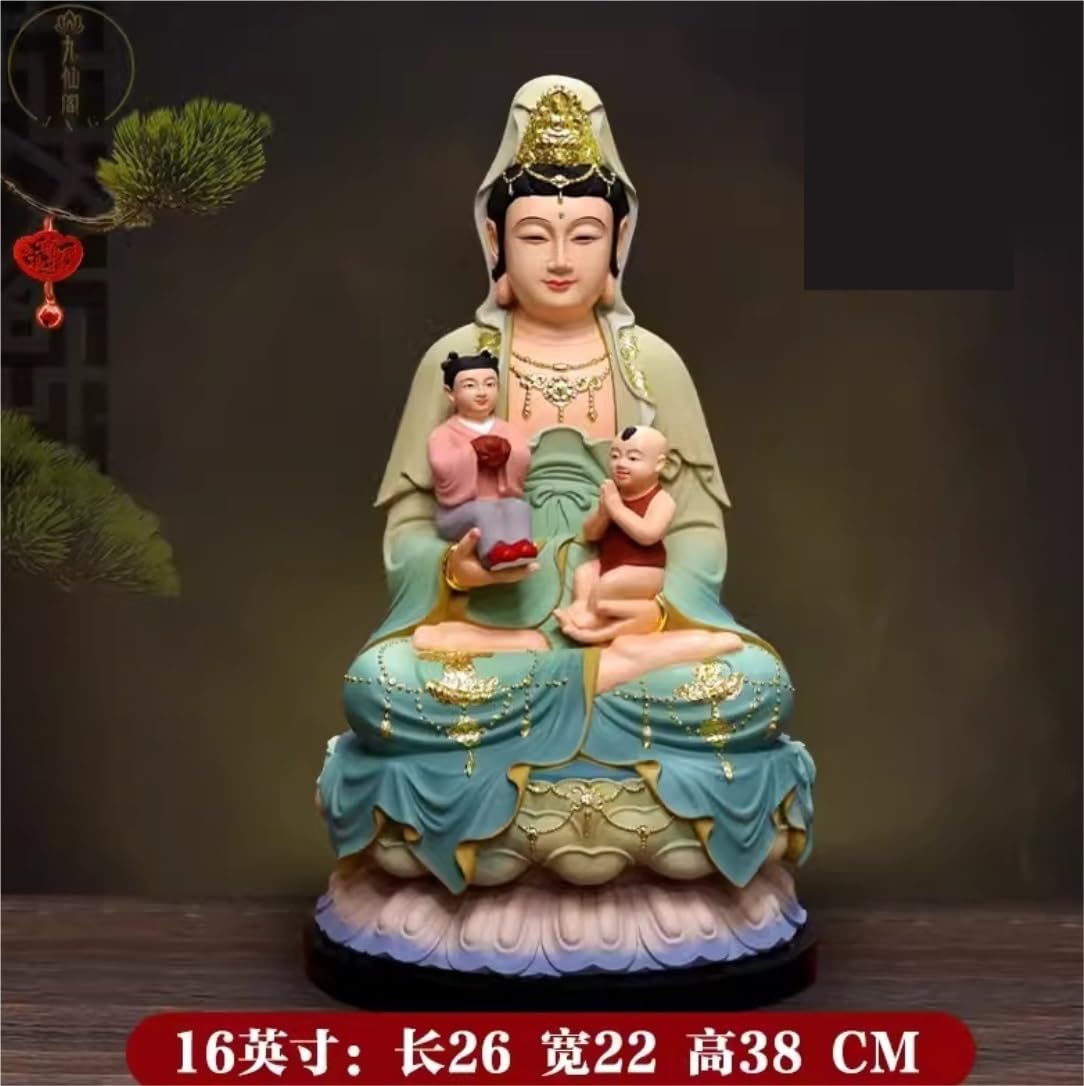 Budas Decorativos Buddha Estatua De Buda De Resina, Estatuas De Bodhisattva De Loto Sentado para Decoración del Hogar Escultura Adorno Artesanal(16in)