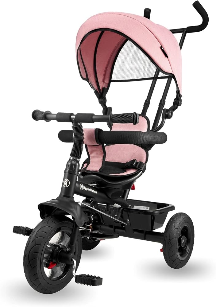 HyperMotion Tricycle Bébé Évolutif 3-en-1 - Tricycle Enfant 1-4 Ans (20 kg) - Poussette avec Guidon Parental, Siège Pivotant 360°, Design Moderne pour Garçon et Fille