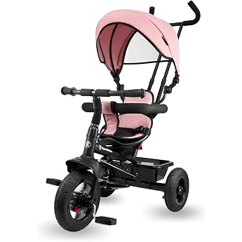 HyperMotion Tricycle from 1 year with push bar - 3-in-1 childrens vehicle for 1-4 years up to 20 kg - with height-adjustable parent handle and sliding handlebar pink