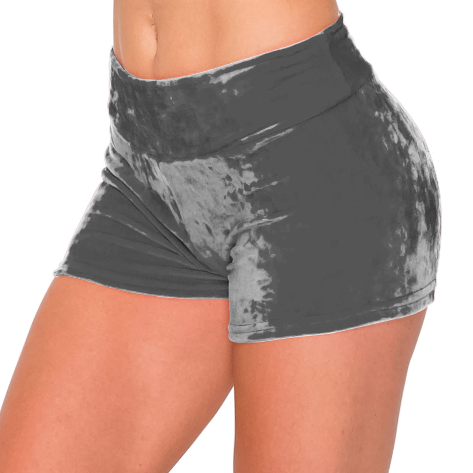 ALWAYS Velvet Shorts - High Waist Stretch Velour Mini Shorts for Dance, Yoga, Casual Wear