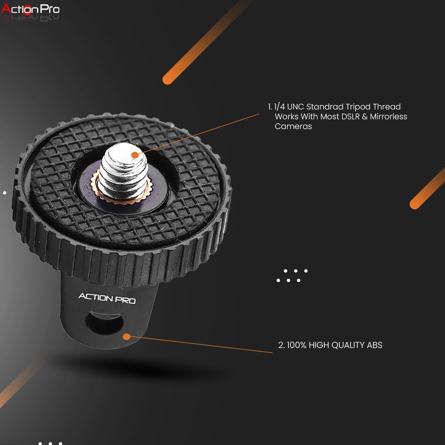 Action Pro Stainless Steel Tripod Mount Adapter Compatible W...