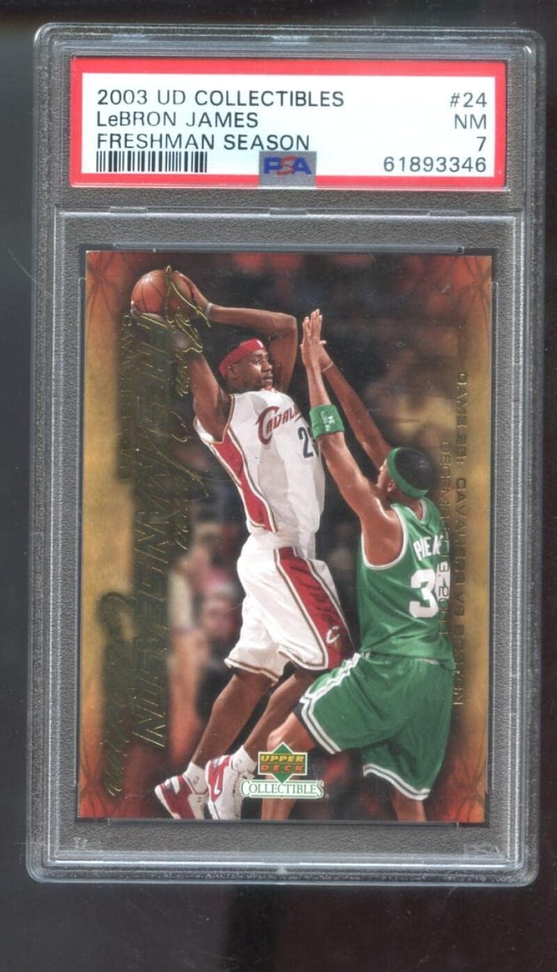 2003-04 UD Upper Deck #24 Lebron James Freshman Season ROOKIE PSA 7 Graded Card - Basketball Slabbed Rookie Cards