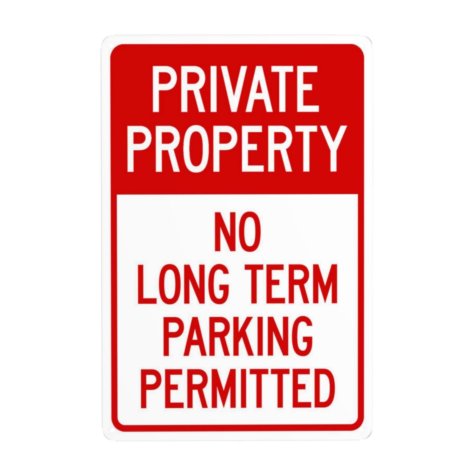 SMAZDFXX Private Property No Long Term Parking Permitted Metal Warning Signs, Cautions Security Tin Sign, Safety Posted Signs for Street Business Wall Decor 5.5"x8"