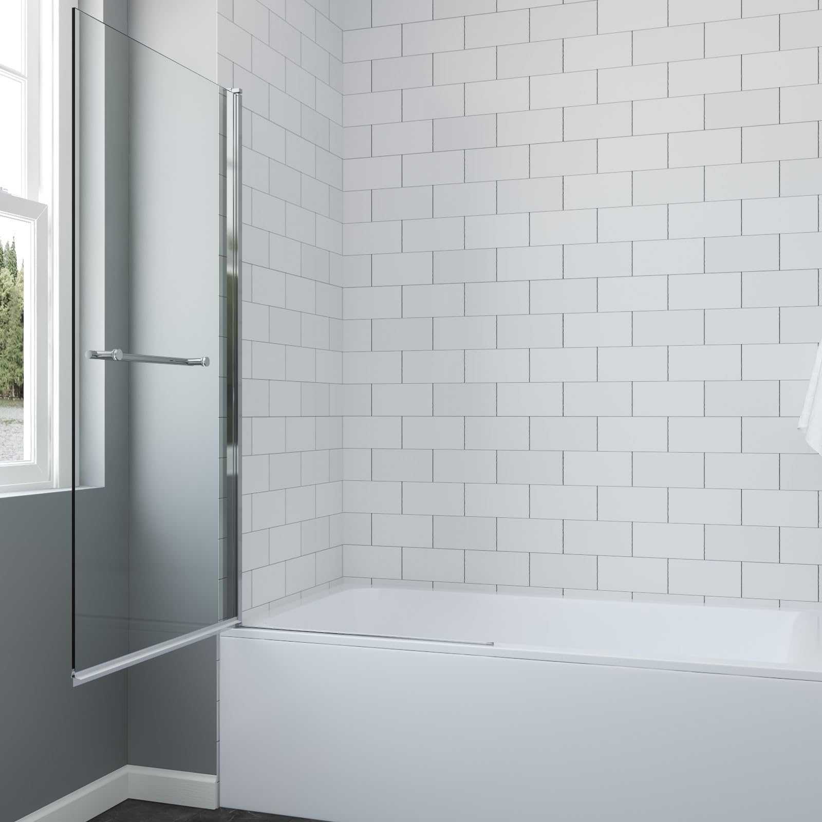 AQUABATOS Duschwand für Badewanne 1-Teilig mit Handtuchhalter 80 x 150 cm Badewannenaufsatz Duschabtrennung Duschtrennwand Sicherheitsglas 8 mm klar mit NANO-Beschichtung Chromoptik