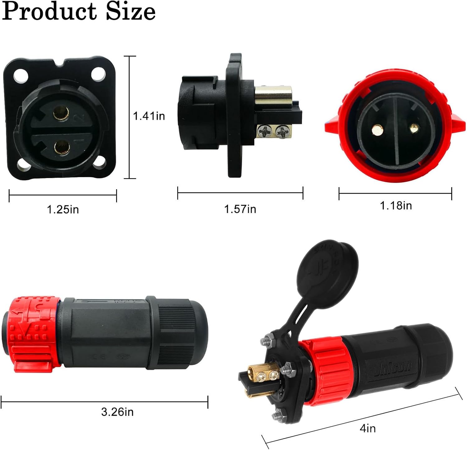 Trolling Motor Plug and Circuit Breaker 60Amp Kit, Trolling Motor Connector with Receptacle 12/24/36/48 Volt Marine Boat Power Waterproof IP67 Compatible with 8 AWG wire Red