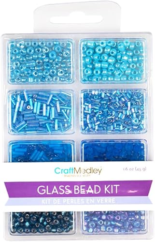 Kit de cuentas de vidrio para la fabricación de joyas, 8 colores diferentes de cuentas - The Blues