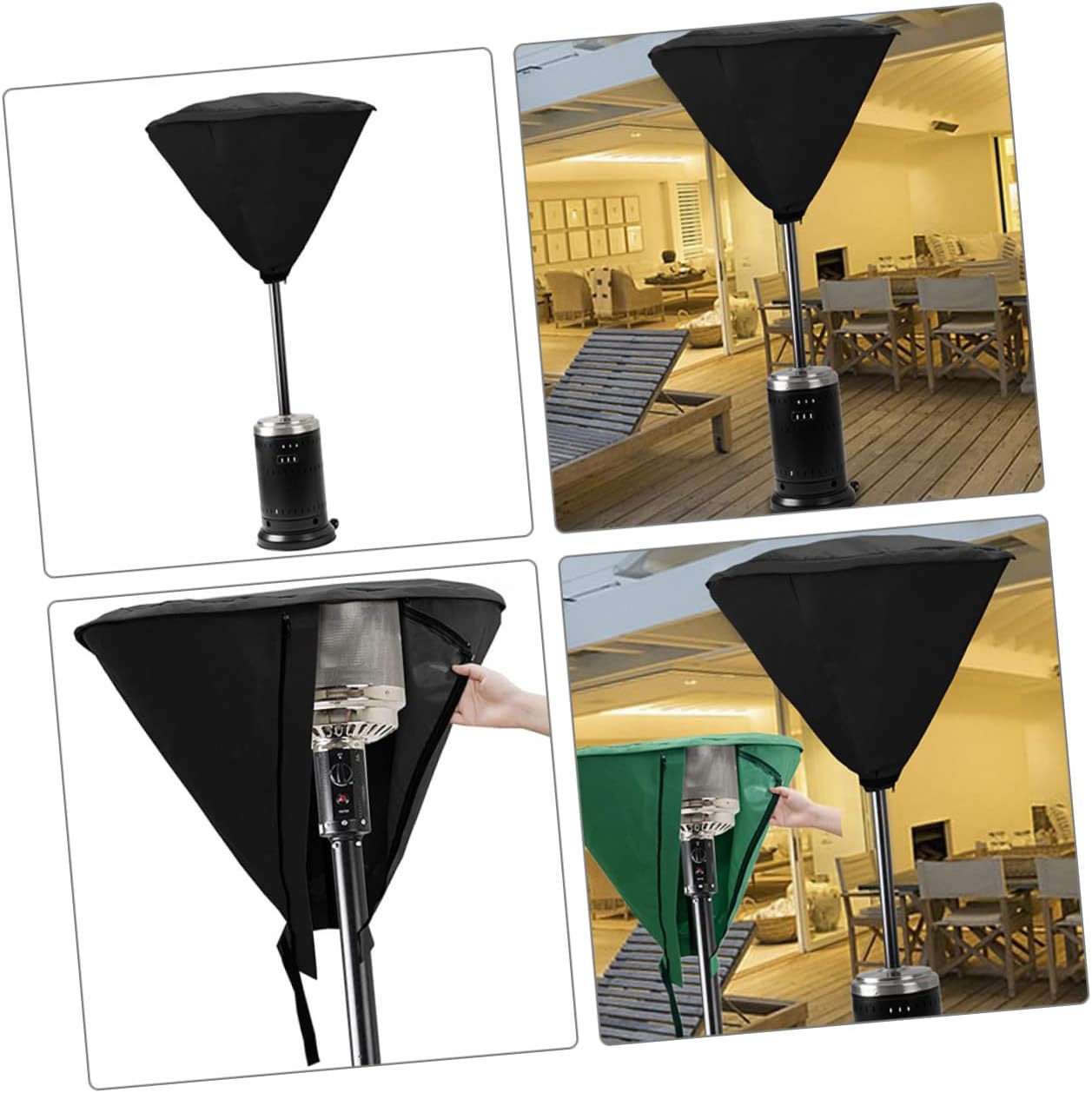 Patio Heater Cover Outdoor Heater Protector Dustproof Garden Radiator Cover Drawstring for for Patio and Garden Use Black