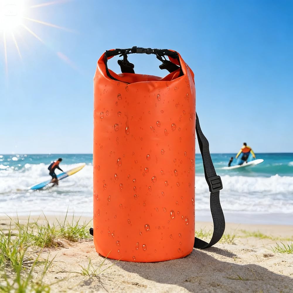 Dry Bag Waterproof,Beach Bag,25L Floating and Lightweight Bags for Kayaking,Boating, Fishing,Swimming and Camping with Waterproof Phone Case-Orange