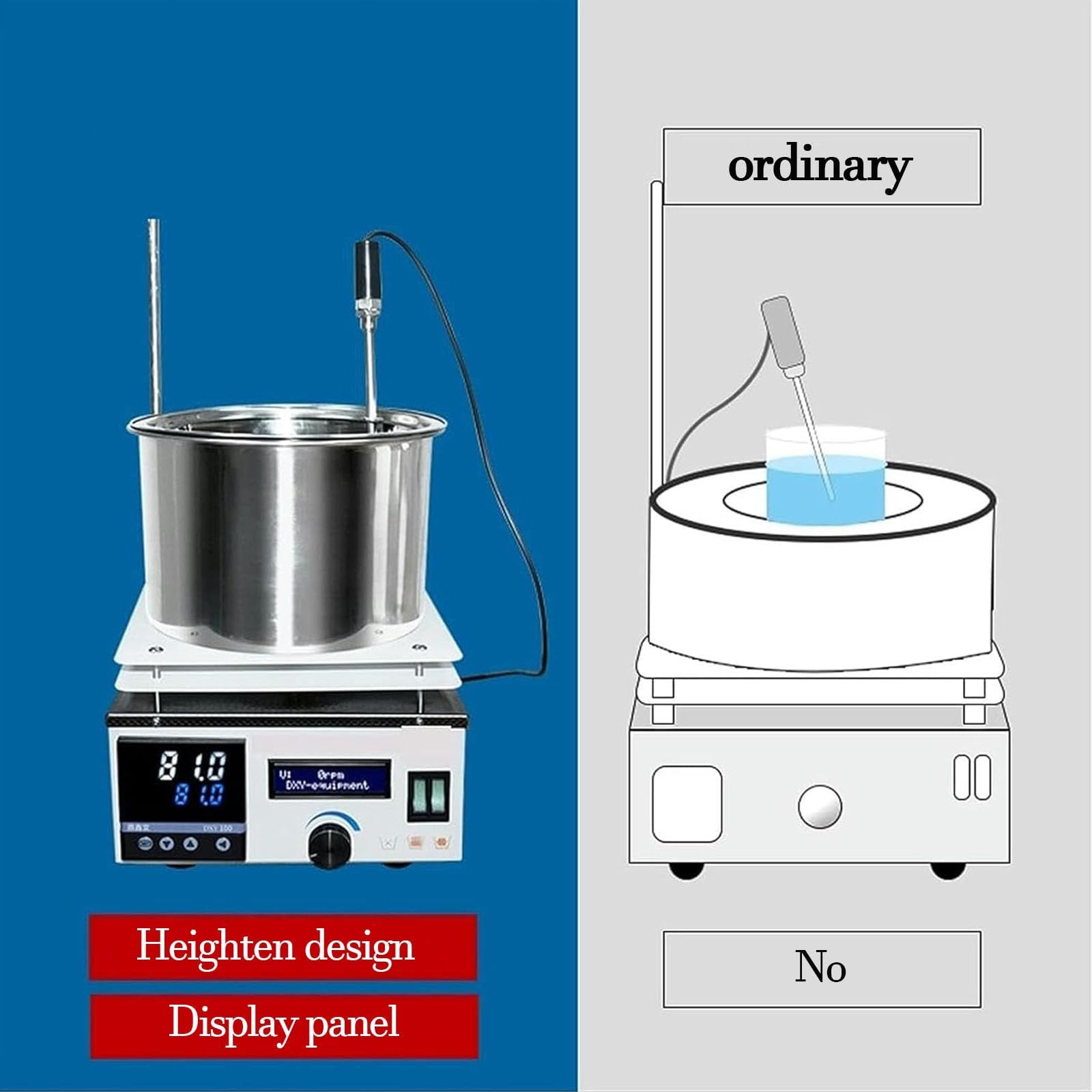 Agitatore magnetico con piastra riscaldante, bagno d'acqua e olio da laboratorio da 3 l/5 l/10 l/15 l con agitatore magnetico, dispositivo di agitazione per il controllo digitale della temperatura 3L