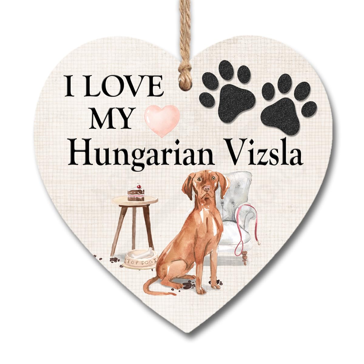I Love My Hungarian Vizsla Heart Plaque | A present Dog Lovers | I love you My Dog present gifts | handmade plaque presents | heart wooden hanging plaques Signs | H0313 (10cm x 10cm)