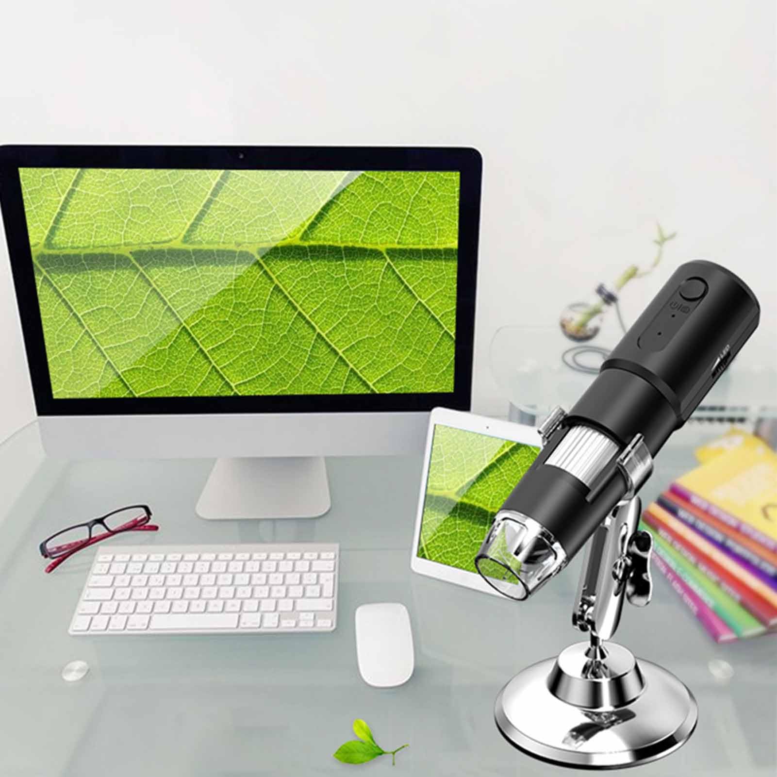 Microscopio Digitale Wireless, Ingrandimento da 50X a 1000X Risoluzione 640X480P Fotocamera per Microscopio USB WiFi, Telecamera di Ispezione HD Portatile con 8 Luci LED