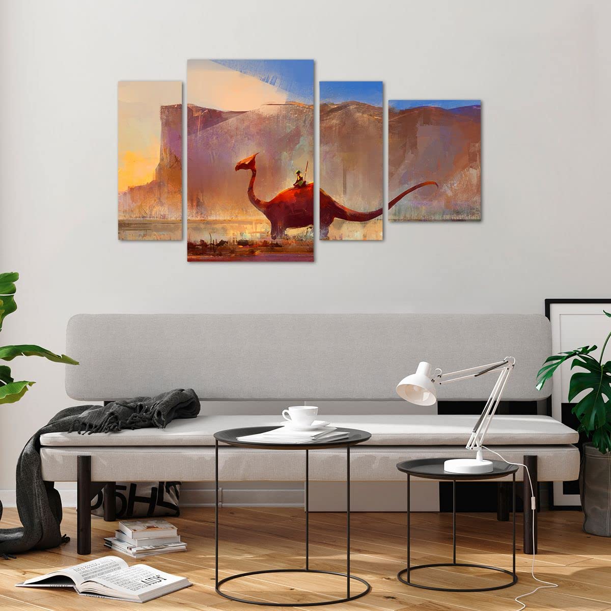 Cuadro sobre Vidrio 120x70cm Moderno Tríptico Infantil Fantasy - 3932 | Imaginación Cuento de hadas Historia Cuadro Decorativo Arte mural Dormitorio Cuadros de Pared Impresión en Cristal ARTTOR