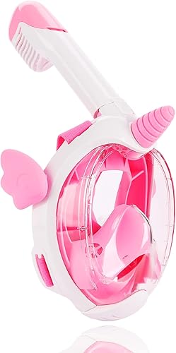 Máscara de esnórquel para niños, equipo de esnórquel de unicornio de cara completa con vista panorámica de 180°, juego de esnórquel antivaho y