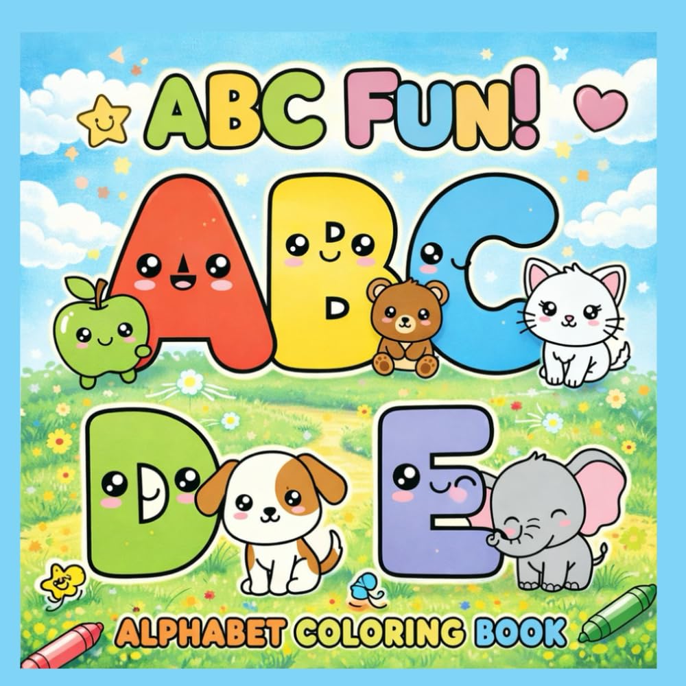 ABC Fun!: Alphabet Coloring Book for Toddlers Ages 2–5 | Learn Letters A–Z with Cute Animals & Objects | Preschool & Kindergarten Early Learning Activity Book