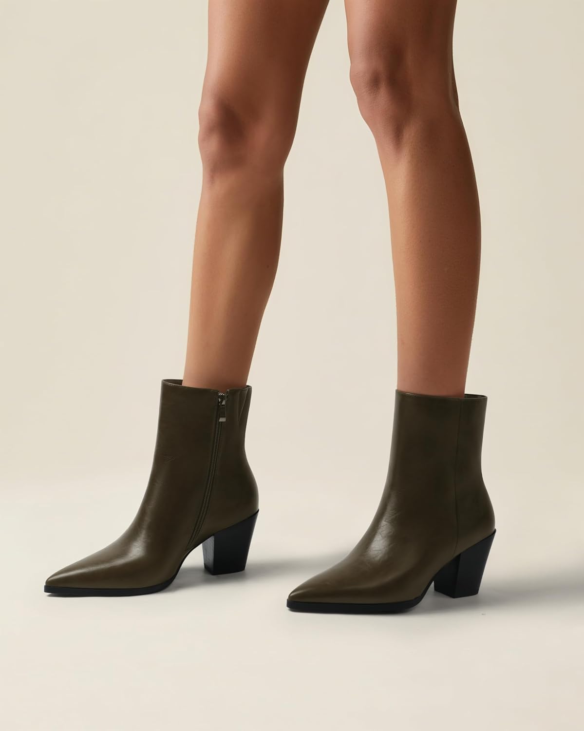 NUMALEO Womens Ankle Boots Chunky Low Heel Pointed Toe Heeled Booties Side Zipper Comfy Fall Winter Boots 2.5" Dress Shoes - Image 4