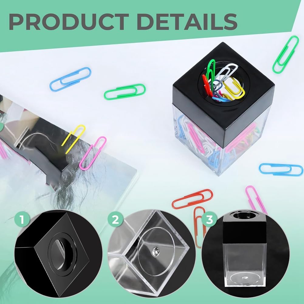Tskcvy 6 Pack Magnetic Paper Clip Holder Paper Clip Holder Black Paperclip Holders for Desk Paper Clip - Image 3