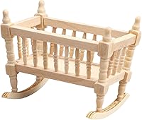 Vista 4 de Cuna de madera para muñecas de 1 a 12 escalas, modelo de casa, casa de muñecas en miniatura, cunas para casa de muñecas, moisés para jardín