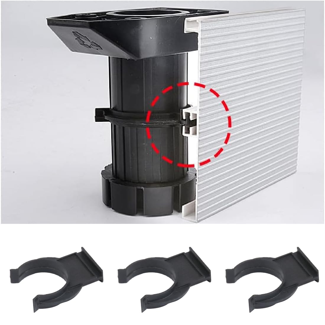 Ganci Per Battiscopa Cucina - 20 Pezzi, In Plastica ABS Nero, Per Gambe Da 28-32mm - Con Viti Incluse, Fissaggio Stabile - Foto 9