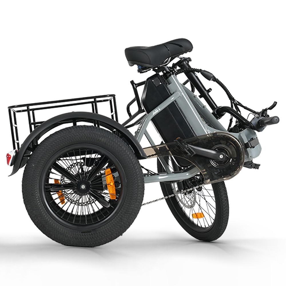 cysum AG1 Pro Triciclo Elettrico Per Adulti, 16 Pollici Pieghevole Bici Elettrica a tre ruote Per Uomo Donna, 48V 20 Ah Rimovibile Batteria, Coppia Di 80 Nm, Differenziale Di Velocità