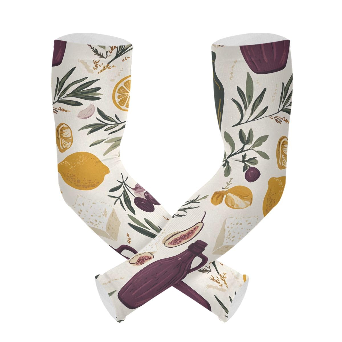 Cooling Arm Sleeves for Men Women UV Sun Protection Arm Covers Lemon Wine Bottle Compression Sleeves Sports Football Golf Cycling