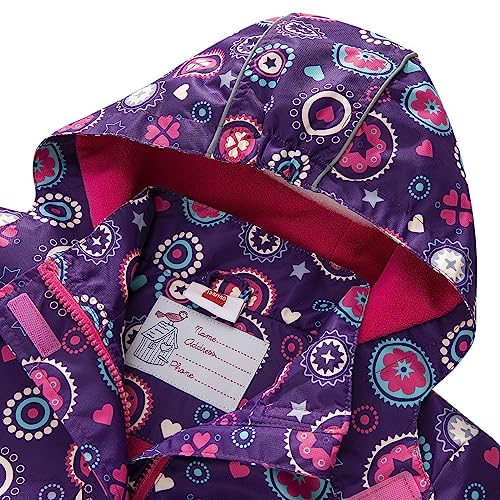 Image of Girls Rain Jacket Kids Hooded Raincoat Windbreaker with Fleece Lining