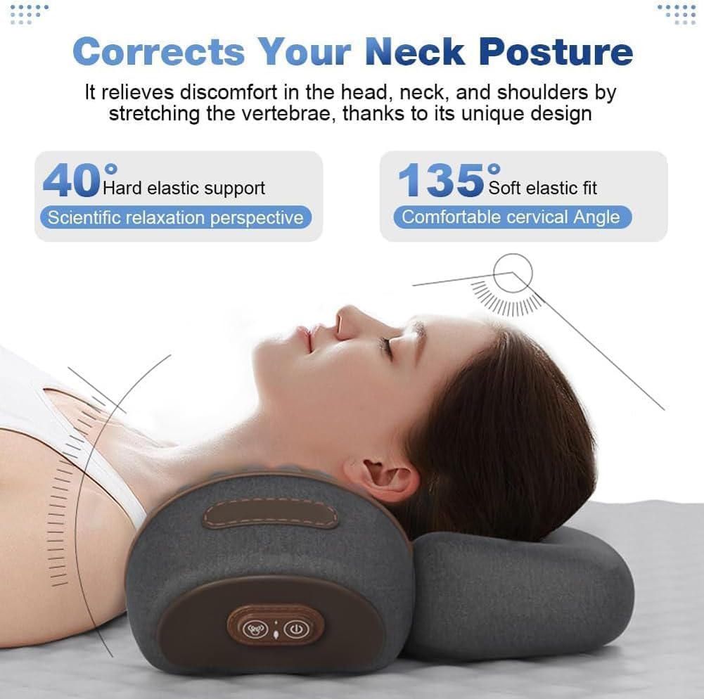 Artuvate Fisiorest The 3-In-1 Neck Massager, Fisiorest Coussin De Massage 3 En 1 Pour Le Cou, Masseur D'éPaule Avec Chaleur, Outils De Massage De La Colonne Cervicale (1 Pc Black)