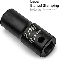 Vista 7 de Capri Tools Juego de dados de impacto Drive Master de 3/8 pulgadas poco profundos, semi-profundos y profundos, SAE, de 5/16 a 1 pulgada con riel