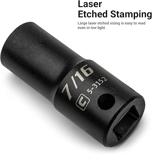 Miniatura 7 de Capri Tools Juego de dados de impacto Drive Master de 38 pulgadas poco profundos, semi-profundos y profundos, SAE, de 516 a 1 pulgada con riel de