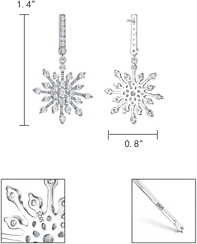 Miniatura 8 de EleQueen Pendientes de gota nupciales de plata de ley 925 con circonita cúbica para invierno, plata esterlina, circonita cúbica, Circonia cúbica