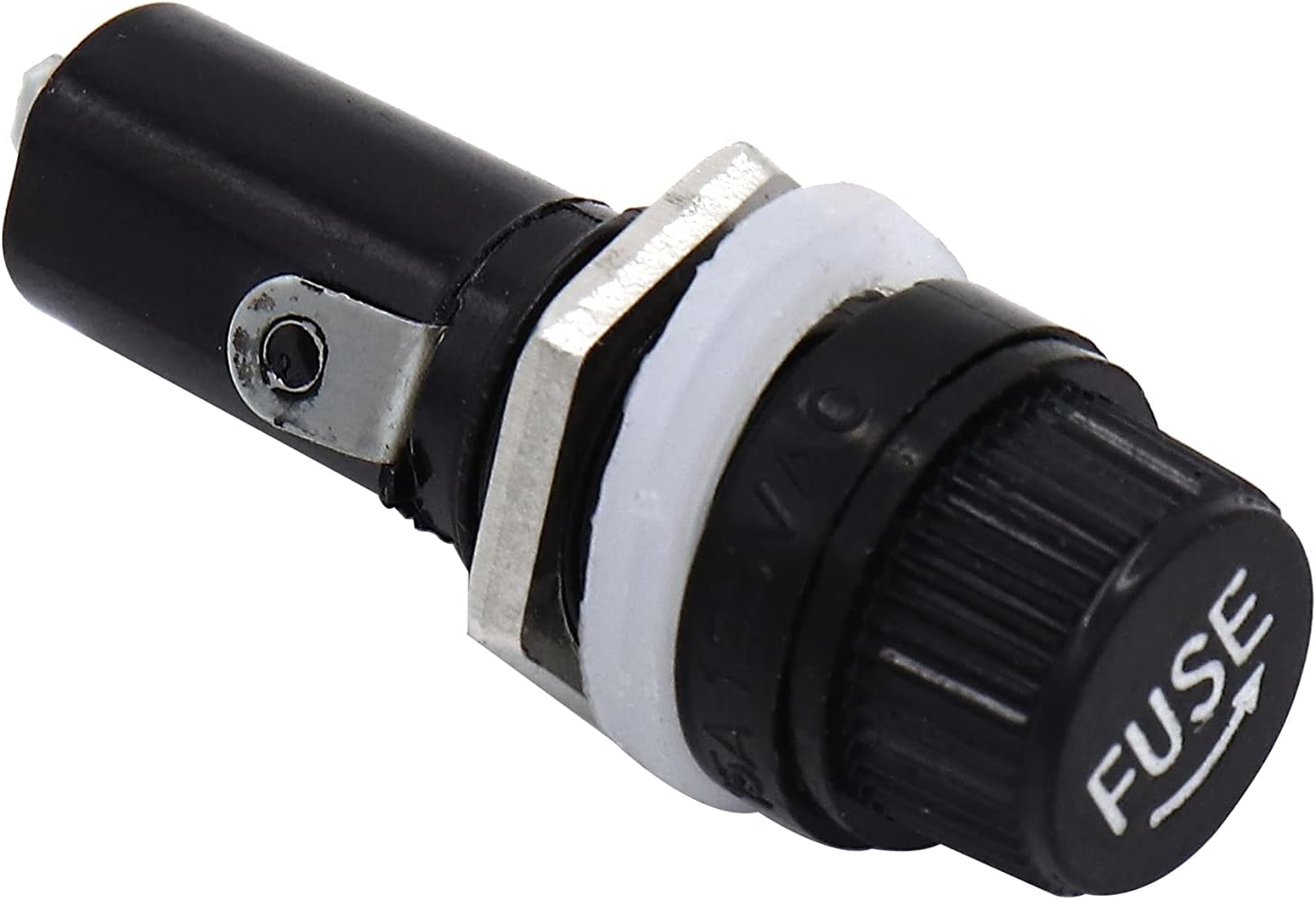 10a 250v Ac 6mm X 30mm Black Electrical Panel Mounted Screw Cap Cartridge Fuse Holder Pack of 2pcs
