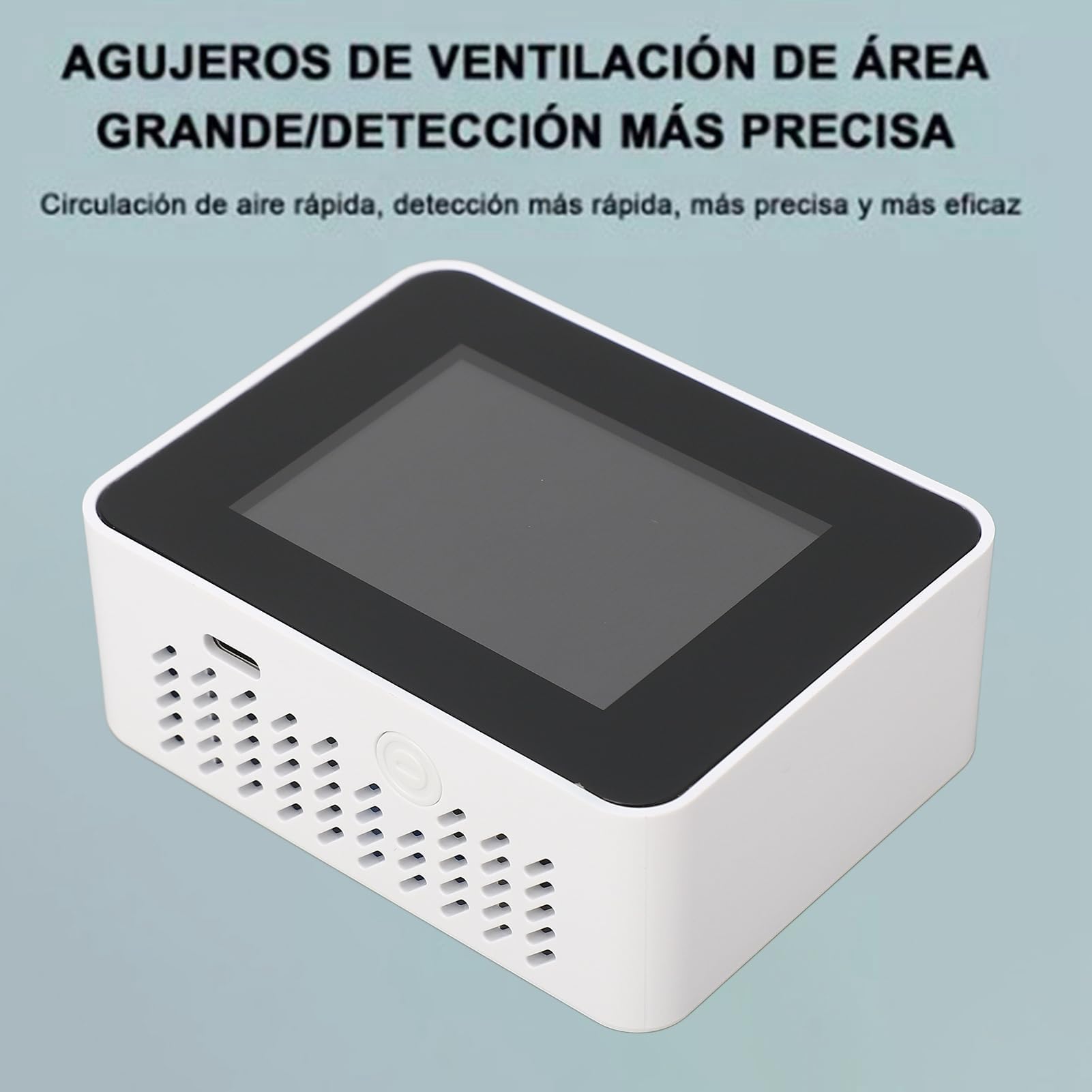 Detecteur CO2 Détecteur de Dioxyde de Carbone Capteur CO2 5 en 1 Moniteur de Qualité de l'air Intérieur à Piles, HCHO TVOC Température et Humidité pour Voyage, Maison, Voiture