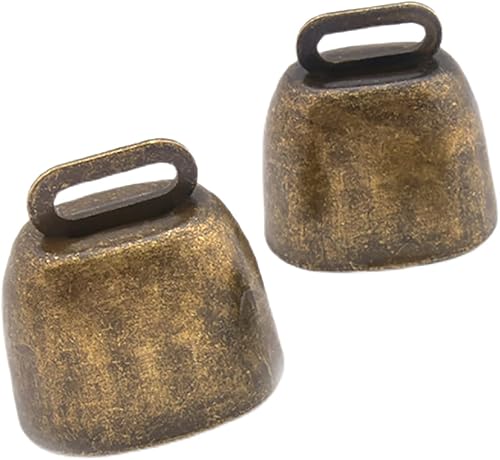 2 campanas de cobre de pastoreo de caballo, oveja, ganado, granja, animales, campanas de bronce fuerte, accesorios antirrobo para mascotas, pequeña
