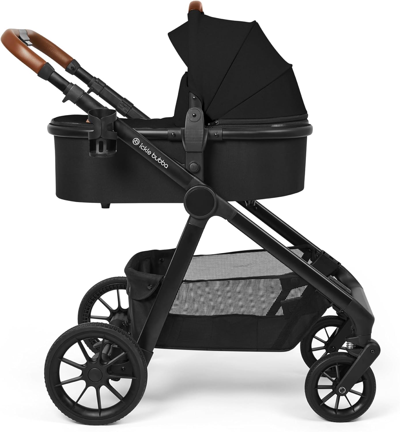 Système de voyage Ickle Bubba Virgo Twin 18 pièces avec sièges auto i-Size Cirrus et base ISOFIX, adapté de la naissance à 15 mois – poussette tandem et accessoires (Noir)