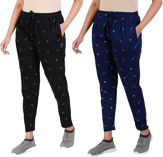 GUIDE Women Cotton Regular Fit Track Pants (Pack of 2)