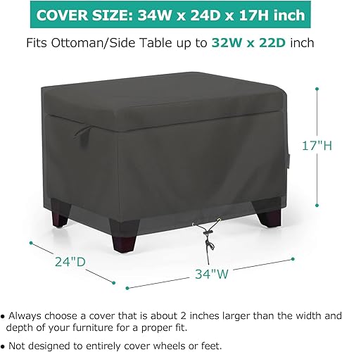 Miniatura 5 de SunPatio Funda otomana para exteriores, funda rectangular impermeable para mesa de café, fundas para muebles de patio, protección para todo tipo de