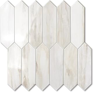Vamos Tile Glossy Wood Marble Grain Backsplash Tile Peel and Stick, 12.8...
