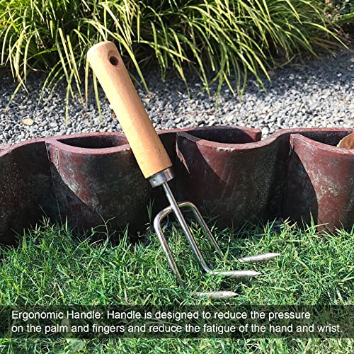 Juego de 2 rastrillos de mano ergonómicos para jardín miniatura 4