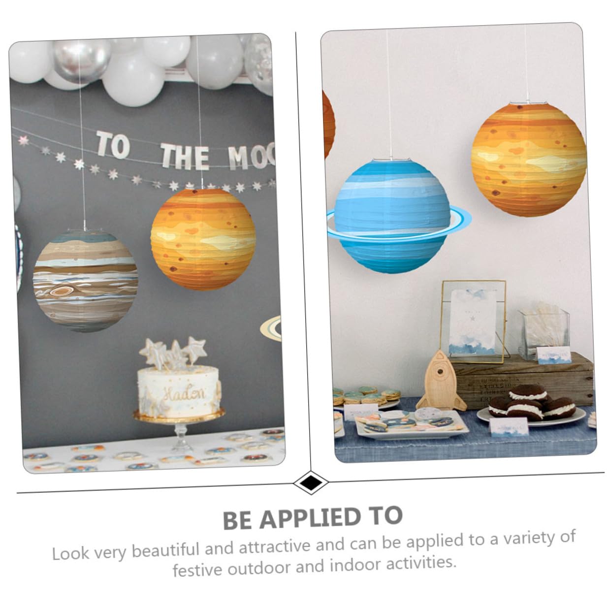 GLEAVI 8 Stück Weltraum Party Deko Hängende Planeten Papierlaternen in Braun Rot Blau Gold Raum Laternen für Kindergeburtstag Klassenzimmer Weltraum Themenparty