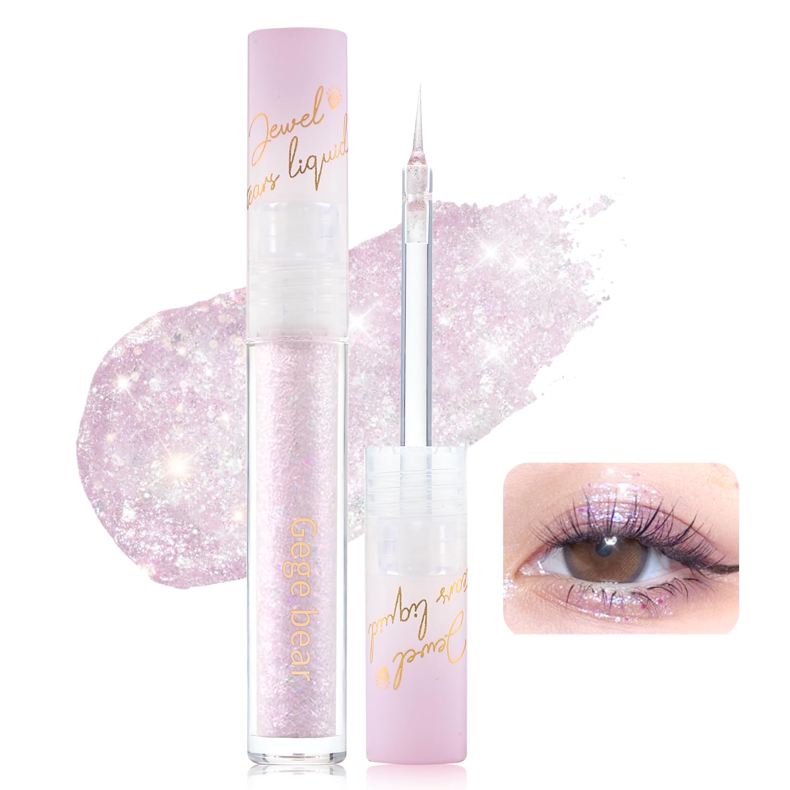 Erinde Jewel Tears Liquid Glitter Eyeshadow, Twinkle Shimmer Eye Shadow Eyeliner, Long Lasting, Quick Drying, Multi-Dimensional Sparkle Finish, Loose Glitter Glue for Crystal Korean Eye Makeup, 03#