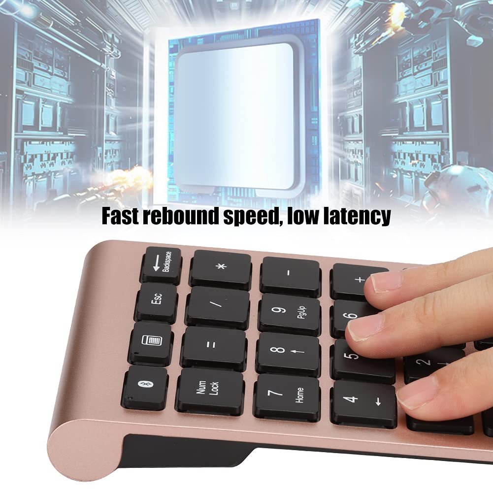 Goshyda Pavé Numérique 22 Touches, Mini Clavier sans Fil Bluetooth, Mini Pavé Numérique Portable de Comptabilité Financière, pour Ordinateur de Bureau, PC(Or Rose)