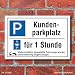 Produktbild Schild Kundenparkplatz Privatparkplatz Parkscheibe 1 Stunde 3 mm Alu-Verbund 450 x 300 mm