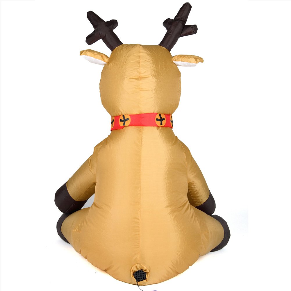Bakaji Reno de Navidad inflable asiento autoinflable gran altura 120 cm con iluminación LED y kit de fijación para exteriores, protección IP44, decoración y decoración de Navidad