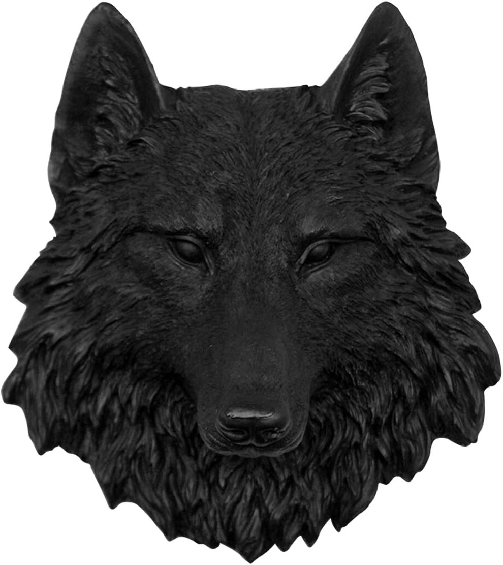 Wall Charmers Mini Black Faux Wolf Head Wall Hanging - 9" Faux Taxidermy Animal Head Wall Decor - Handmade Farmhouse Decor