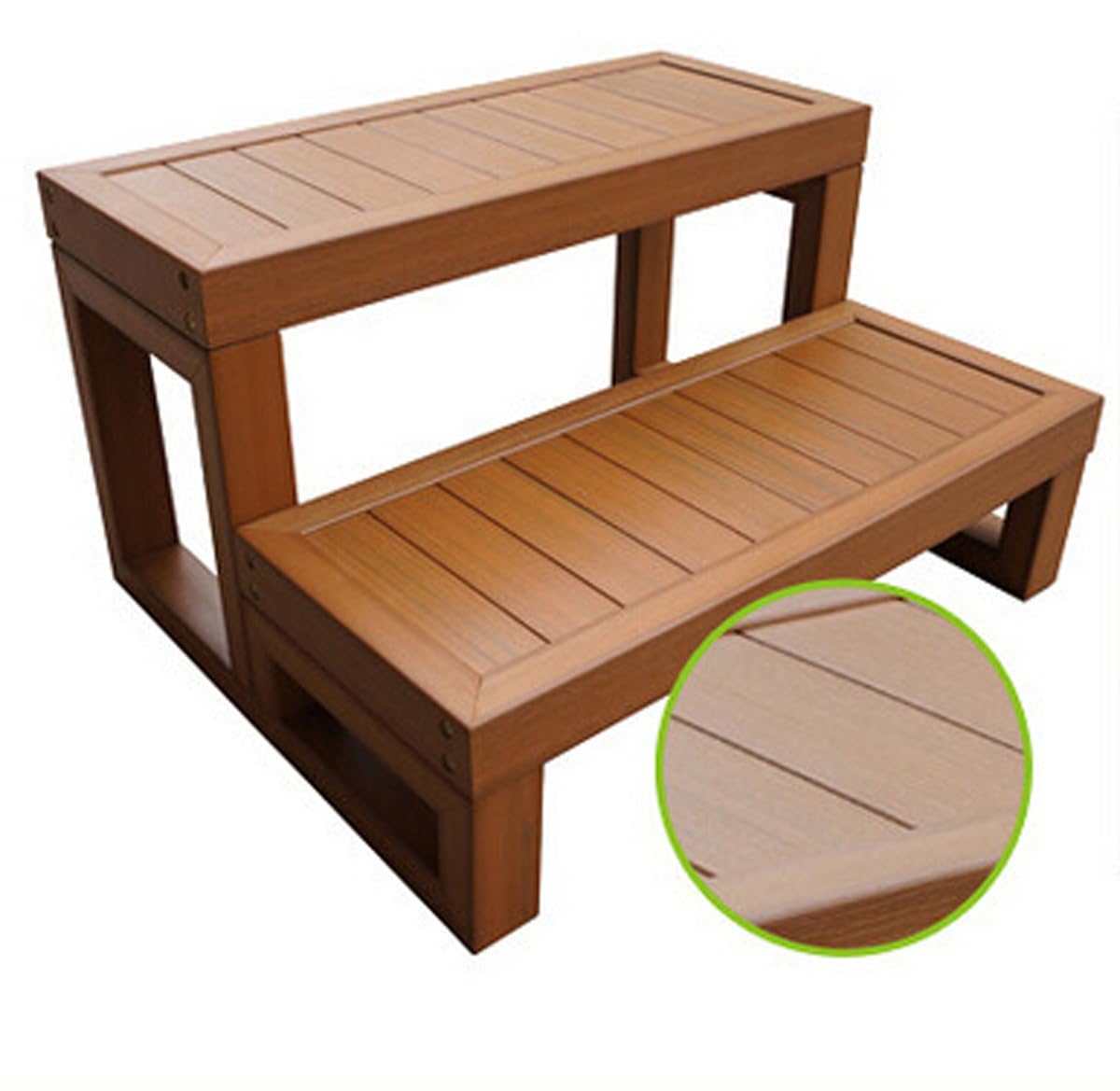 Escalones de spa de 2 escalones con peldaños antifatiga – Escalera resistente de 800 libras para bañera de hidromasaje, cubierta de piscina, antideslizante para caravana y bañera de interior/exterior