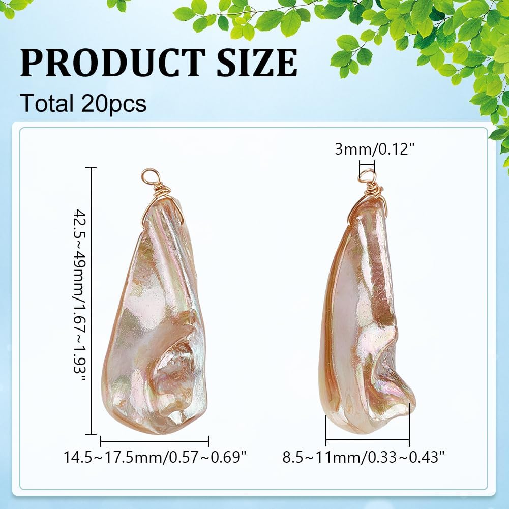 WADORN 20Pcs Natural Shell Charms, Teardrop Freshwater Shell Pendants Electroplated Natural Tiny Seashell Charms with Loops for Jewelry Making Bracelet Necklace Earrings Key Chains DIY Crafts - Image 2