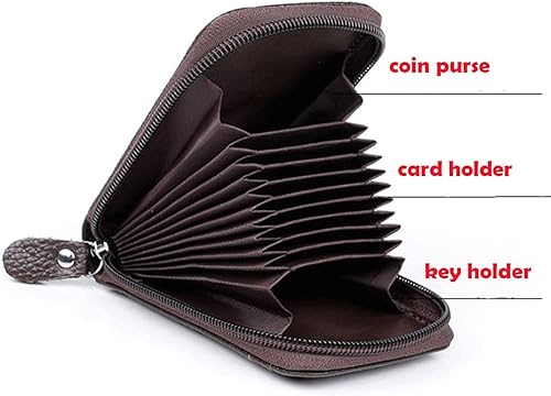 Miniatura 5 de TAUFE Men's Wallets, Vintage Genuine Leather Men's Wallet Credit Card Holder Zipper Money Pouch Card Protect Case Pocket Purse