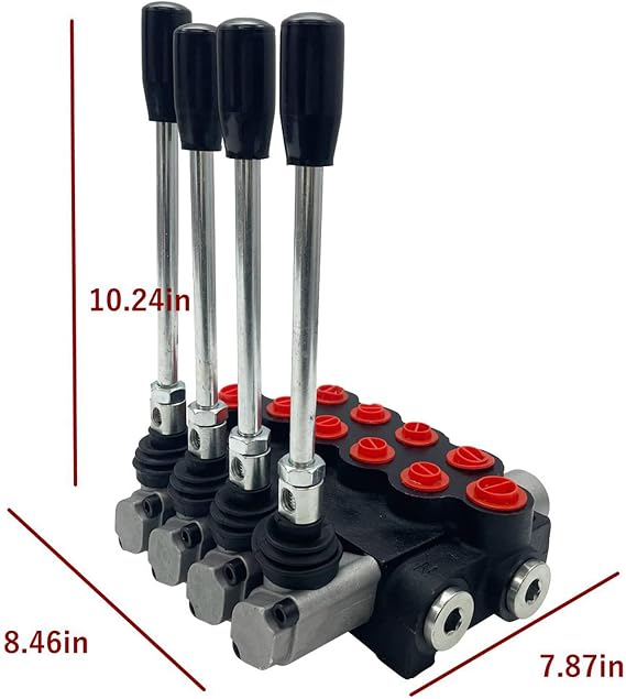 Hydraulic Control Valve 4 Spool Max Flow 13GPM Four Way Reversing Valve 4500 PSI for Small Tractors,Tractors Loaders,Log Splitters