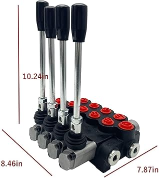 Hydraulic Control Valve 4 Spool Max Flow 13GPM Four Way Reversing Valve 4500 PSI for Small Tractors,Tractors Loaders,Log Splitters